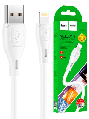 Кабель Lightning Hoco X61 (2.4A, 1m) white