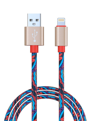 Кабель lightning metal NEW  Кожа blue