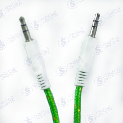 Кабель AUX (3.5-3.5) тканевый green