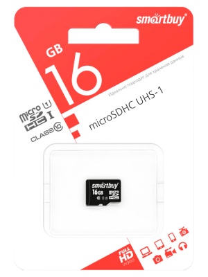 Карта памяти microSD 16GB SmartBuy class 10 USH-1 без адап.