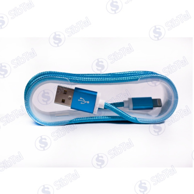 Data-кабель iPhone 5 6s (ткан.) X8 blue