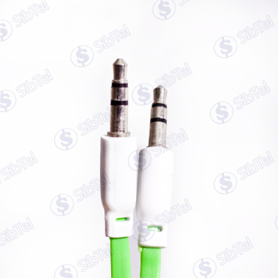 Кабель AUX (3.5-3.5) плоский green