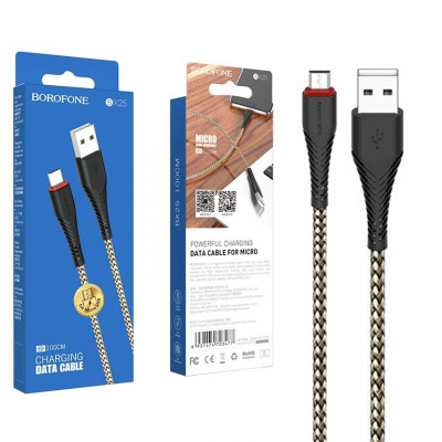 Кабель microUSB Borofone BX25 powerful (1m) black