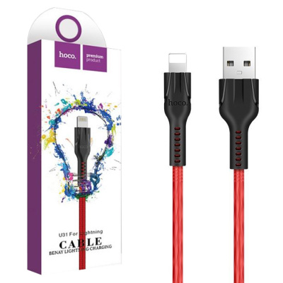 Кабель Lightning Hoco U31 Benay (1m) red