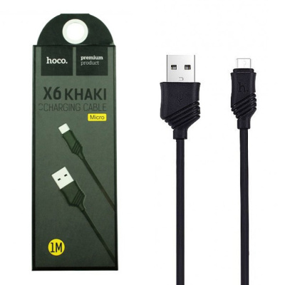 Data-кабель LightNing Hoco X6 Khaki (1m) black