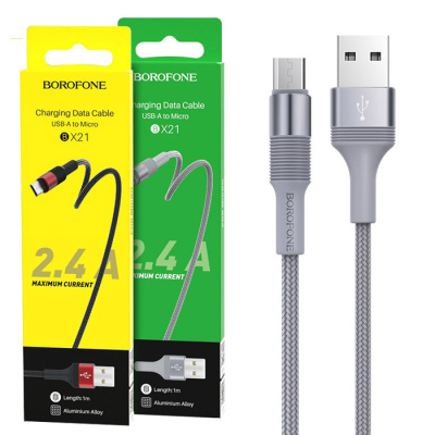 Кабель microUSB Borofone BX21 (1m) gray