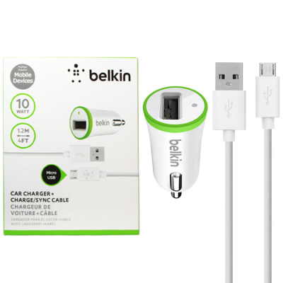 АЗУ кабель microUSB BELKIN F8J051 белый