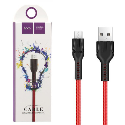 Кабель microUSB Hoco U31 Benay (1m) red
