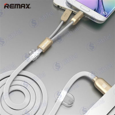 Data-кабель Remax RC-025T 2в1 (micro+iphone ) white