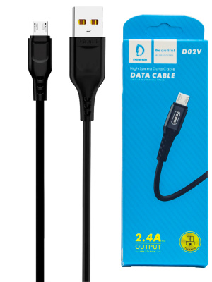 Кабель microUSB Denmen D02V (2.4A,1m) black