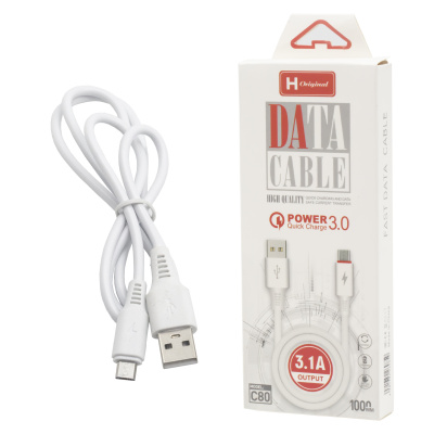 Кабель microUSB C80 white