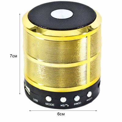 Колонка портативная Wster WS-887 (USB, microSD, bluetooth) gold