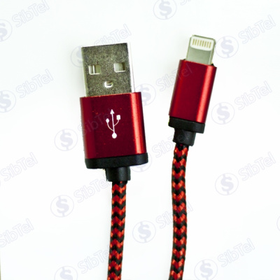 Data-кабель iPhone 5 6s (ткан.) Зебра red