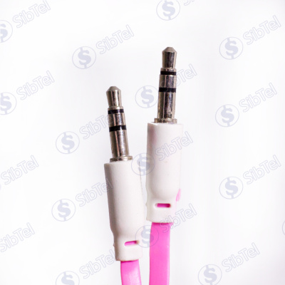 Кабель AUX (3.5-3.5) плоский pink