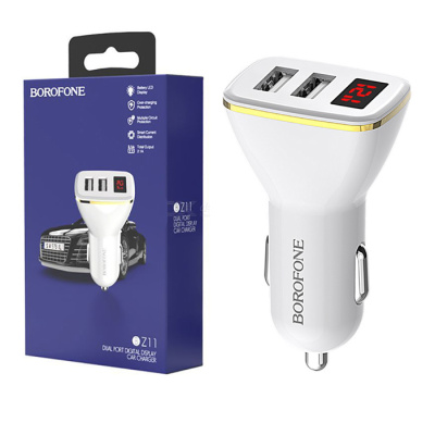 Автомобильный блок BOROFONE BZ11 (2.1A,2USB) white