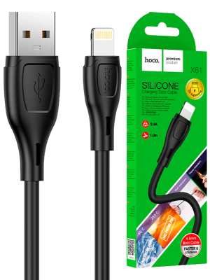 Кабель Lightning Hoco X61 (2.4A, 1m) black