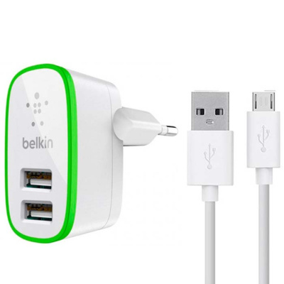 Адаптер+кабель microUSB Belkin white-1