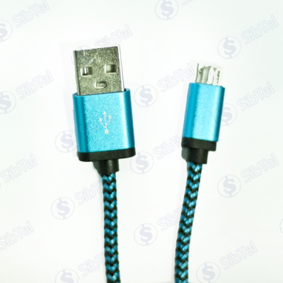 Data-кабель microUSB (тканевый) Зебра blue