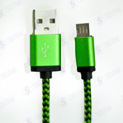 Data-кабель microUSB (тканевый) Зебра green