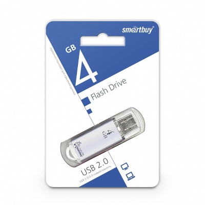 Флешка  4GB SmartBuy V-Cut silver