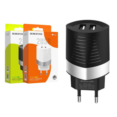 Сетевой блок BOROFONE BA26A (2.4A,2USB) black