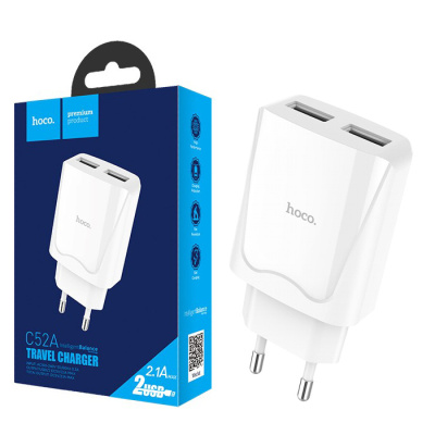 Сетевой блок HOCO C52A (2.1A,2USB) white