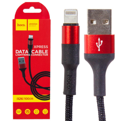 Data-кабель Lightning Hoco X26 Xpress (1m) blackred