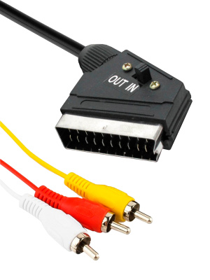 Адаптер кабель ScartOut to 3RCA с переключателем 1.5m