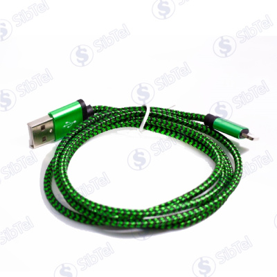 Data-кабель iPhone 5 6s (ткан.) Зебра green