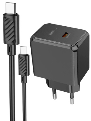 сетевой блок+кабель type-c to type-c hoco cs15a black