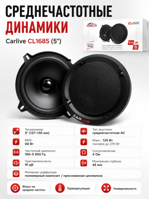 Среднечастотные Динамики Carlive CL1685 (5)"