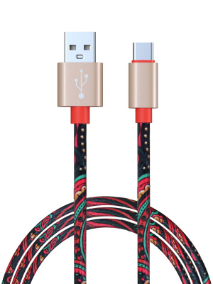 Кабель type c metal NEW Кожа red