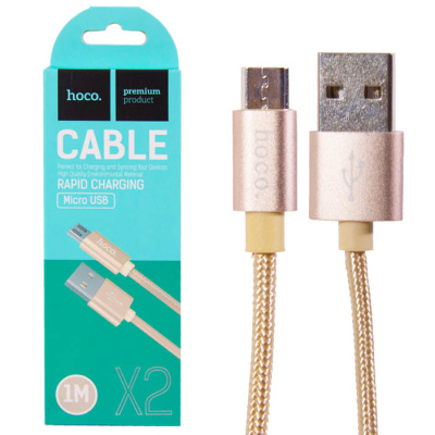 Data-кабель microUSB Hoco X2 Knitted (1m) gold