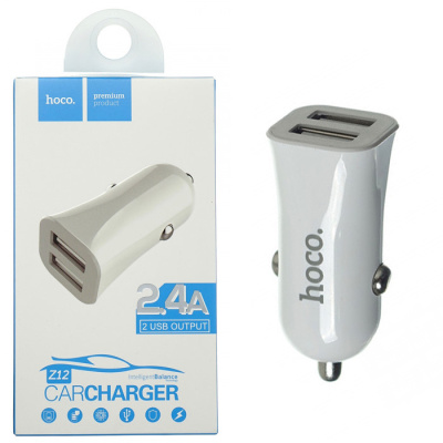 Автомобильный блок HOCO Z12 (2.4A,2USB) white