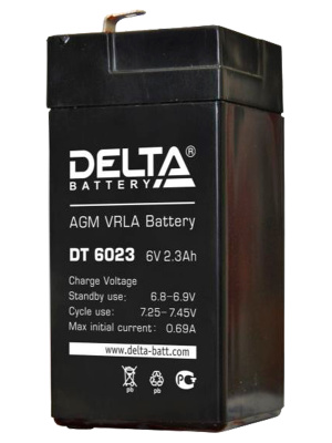 Аккумуляторная батарея свинцово-кислотная DELTA DT-6023 (6V, 2.3A)