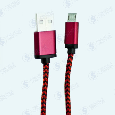 Data-кабель microUSB (тканевый) Зебра red