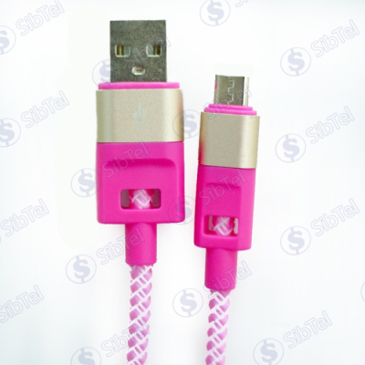 Data-кабель microUSB (тканевый) NEO pink