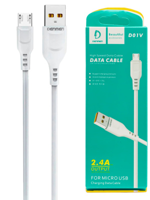 microUSB Denmen D01V (2.4A,1m) white