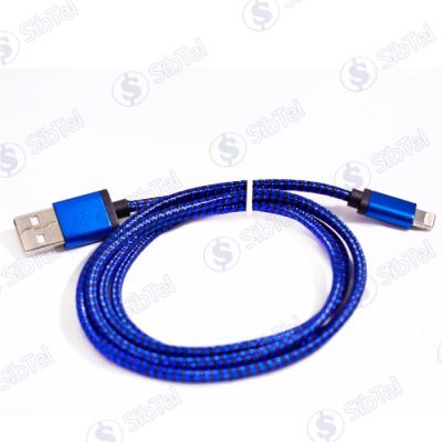 Data-кабель iPhone 5 6s (ткан.) Зебра blue