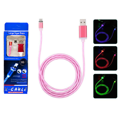 Кабель магнитный microUSB светодиодный red