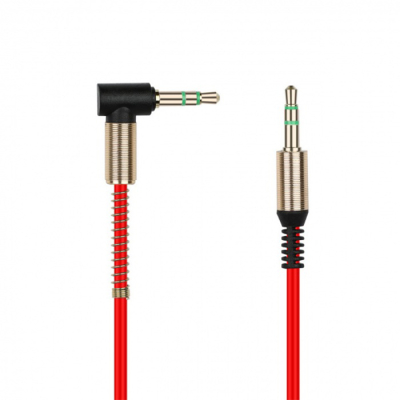 Кабель AUX Ky118 Резиновый угловой штекер 1000mm (Red) 25pcs
