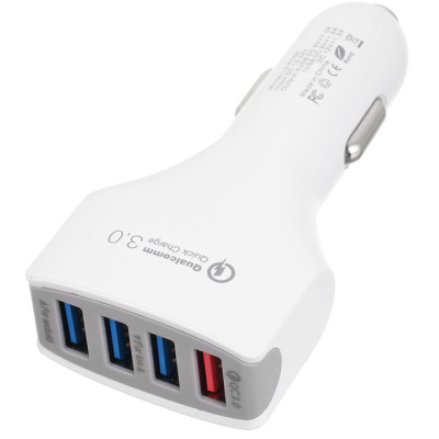 Автомобильный блок QUALCOMM KC08 (7A,4USB) в тех.пак. white
