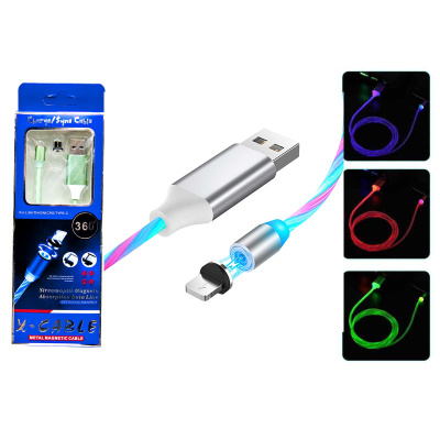 Кабель магнитный microUSB светодиодный wh