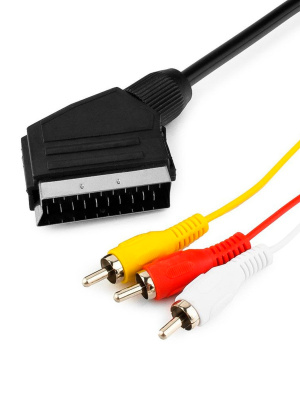 Адаптер кабель ScartOut to 3RCA БЕЗ переключателЯ 1m
