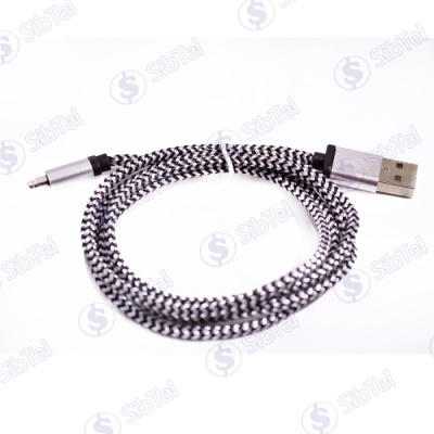 Data-кабель iPhone 5 6s (ткан.) Зебра silver