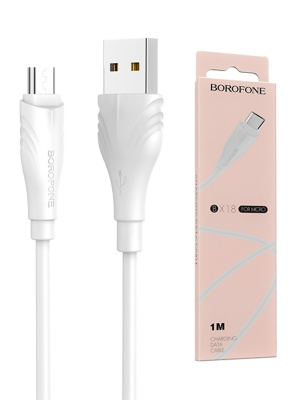 Кабель USB BOROFONE BX18 Optimal USB - MicroUSB, 2А, 1 м, белый