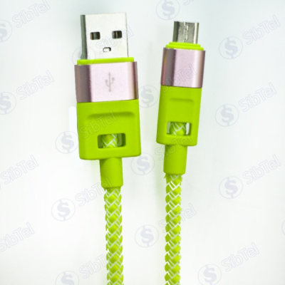 Data-кабель microUSB (тканевый) NEO green