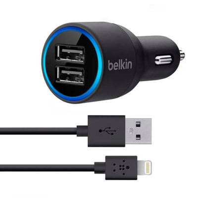 Адаптер автомобильный+кабель Lightning Belkin F8J109 20W black