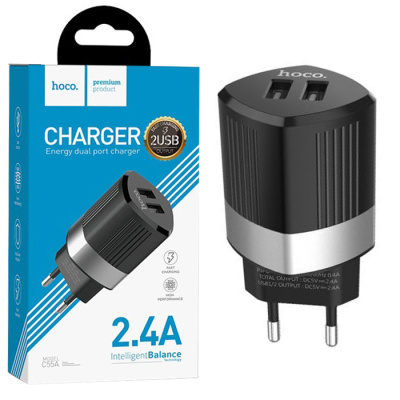 Сетевой блок HOCO C55A (2.4A,2USB) black