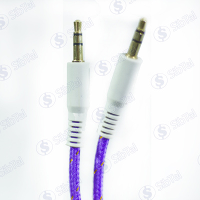 Кабель AUX (3.5-3.5) тканевый purpure